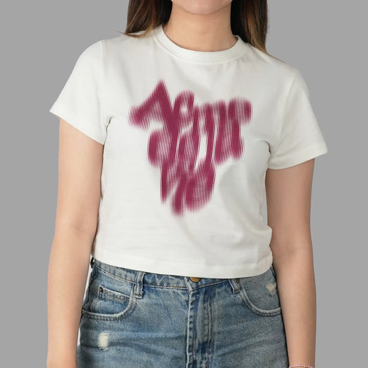 ADLV Blur Logo Crop Cream Tee