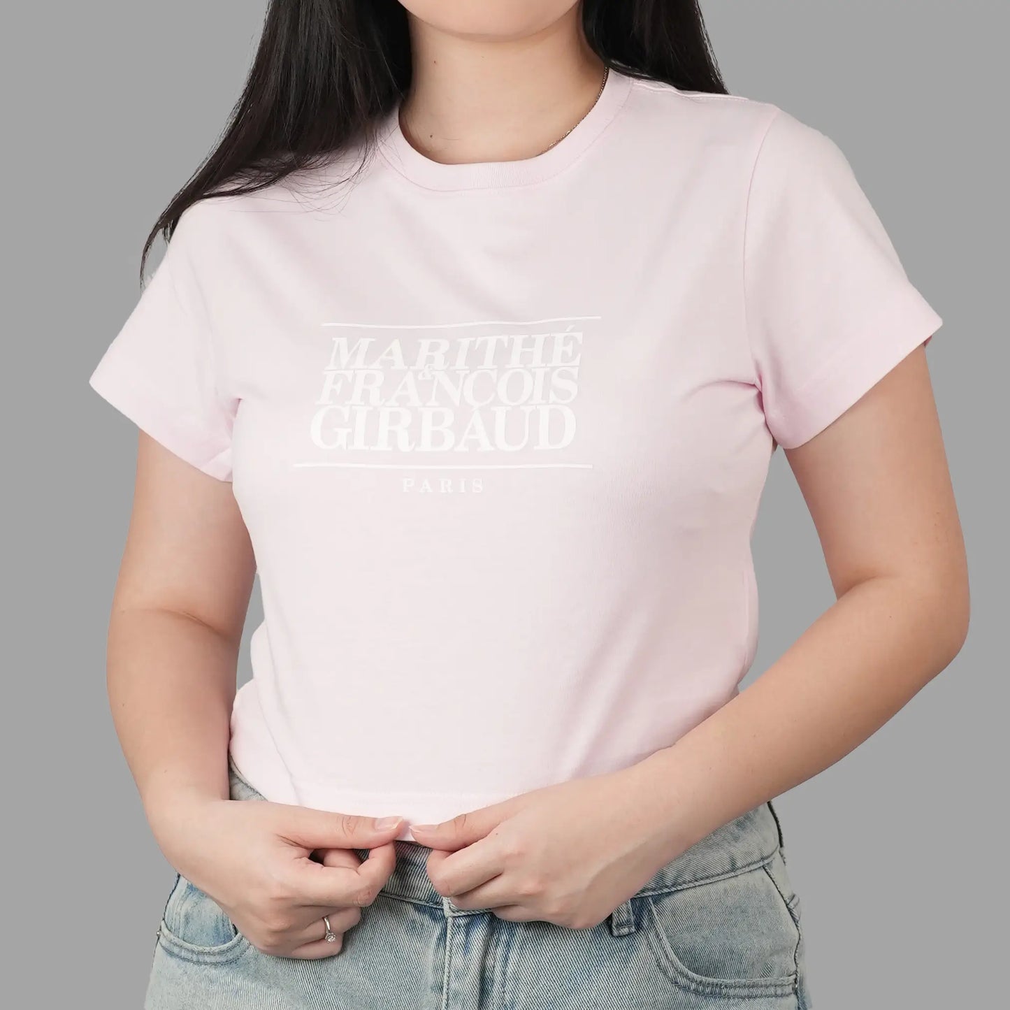 Marithe Francois Girbaud Classic Logo Crop Light Pink Tee