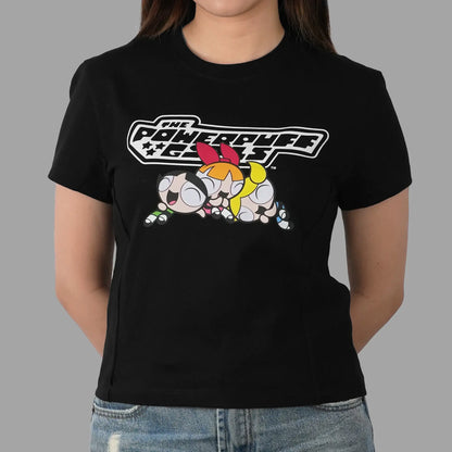 ADLV Powerpuff Girl Logo Crop Black Tee