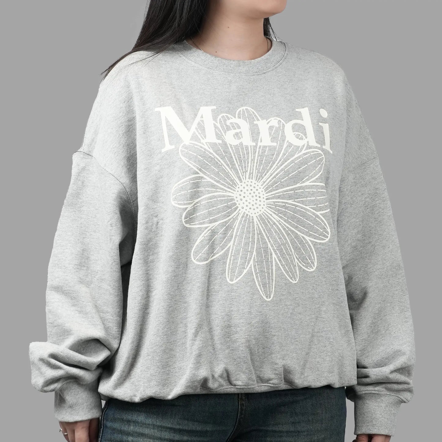 Mardi Flowermardi Grey Ivory Crewneck