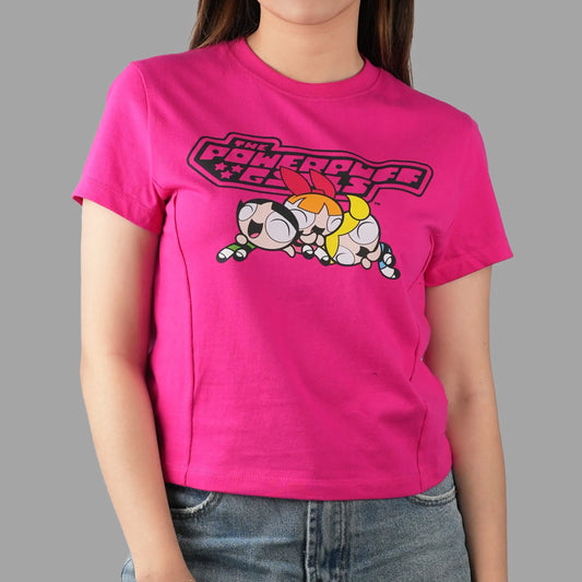 ADLV Powerpuff Girl Logo Crop Pink Tee