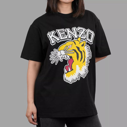 KENZO VARSITY JUNGLE PRINT BLACK TEE