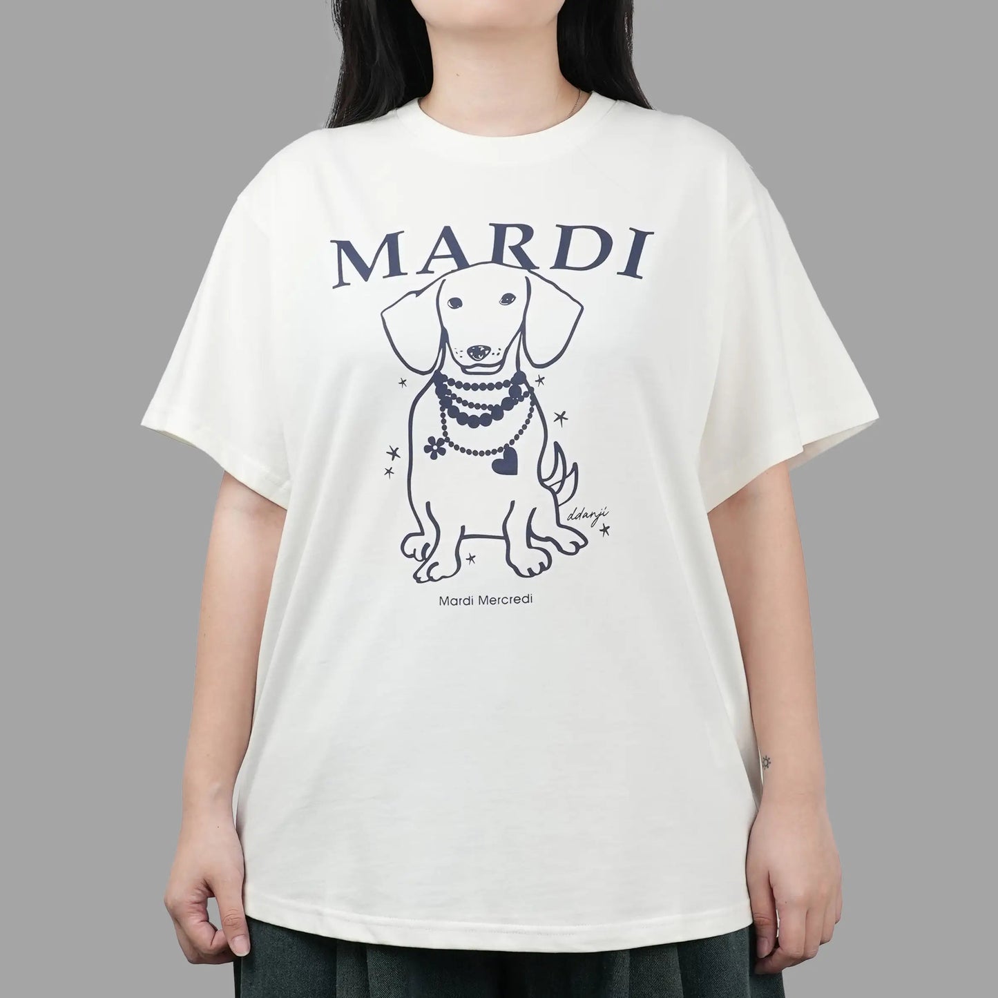 MARDI MERCREDI STT DDANJI IVORY NAVY TEE