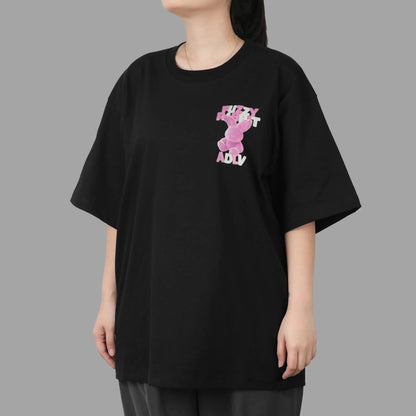 ADLV FUZZY FONT RABBIT BLACK TEE