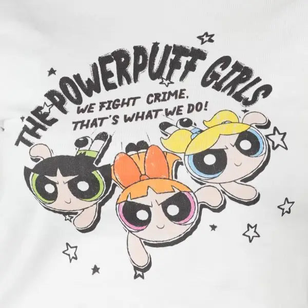 ADLV Powerpuff Girl Crayon Artwork Crop White Tee