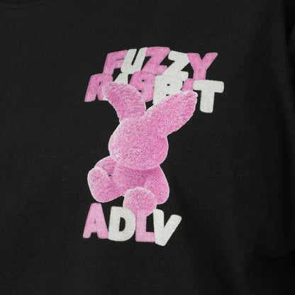 ADLV FUZZY FONT RABBIT BLACK TEE