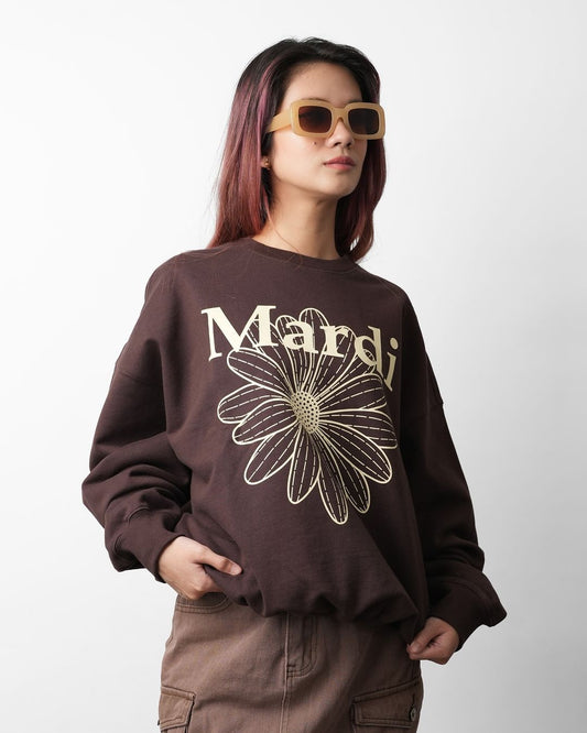 Mardi Flowermardi Brown Cream Crewneck